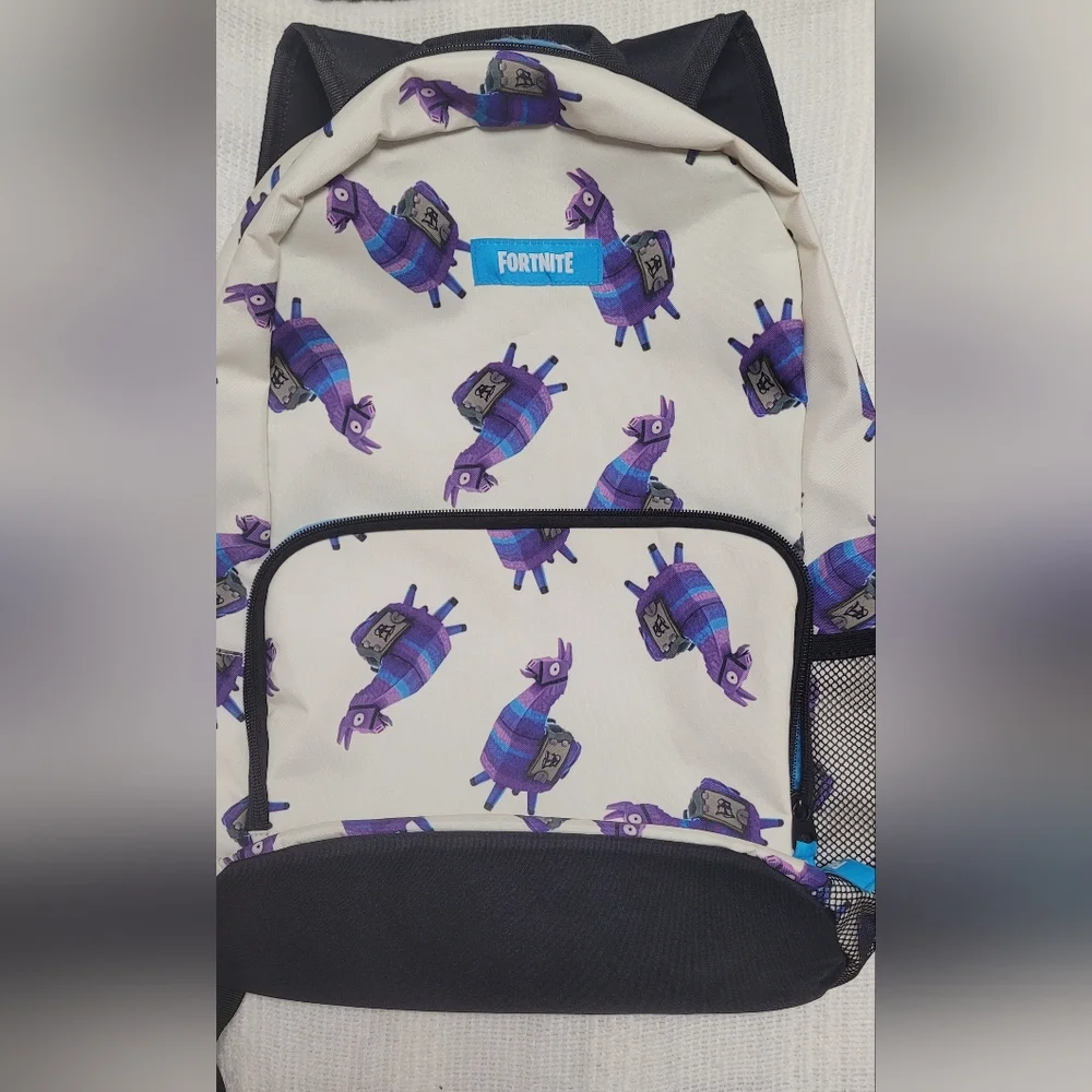 Fortnite Kids Backpack with Purple Llama Print - White
